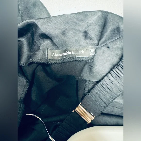 Abercrombie & Fitch Black Satin Cowl Back Slip Dress with Sexy Low Back, Size SP - Picture 9 of 12